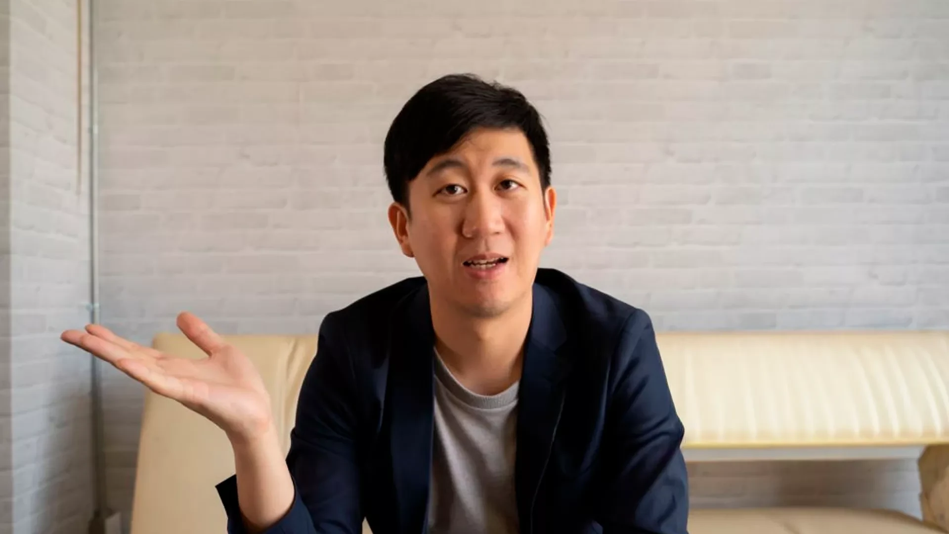 A person speaking during a video call
