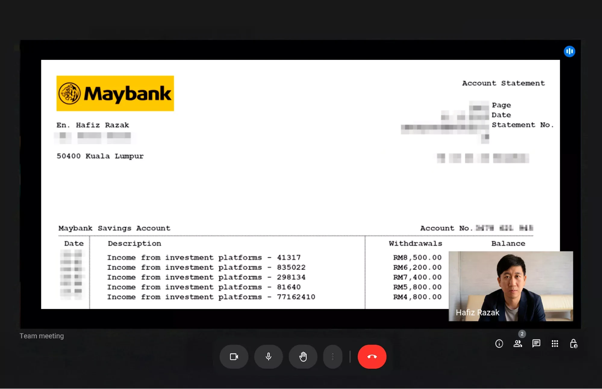 A document screenshot shown during an online meeting